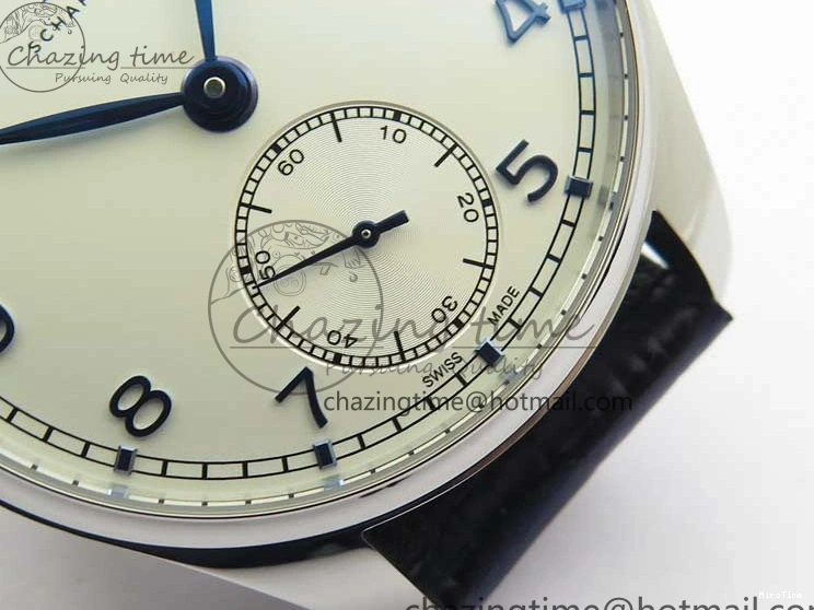 MIROTIME 0409 Packable Portuguese IW358304 ZF 1:1 Best Edition SS White Dial Blue Markers on Leather Strap A 7079